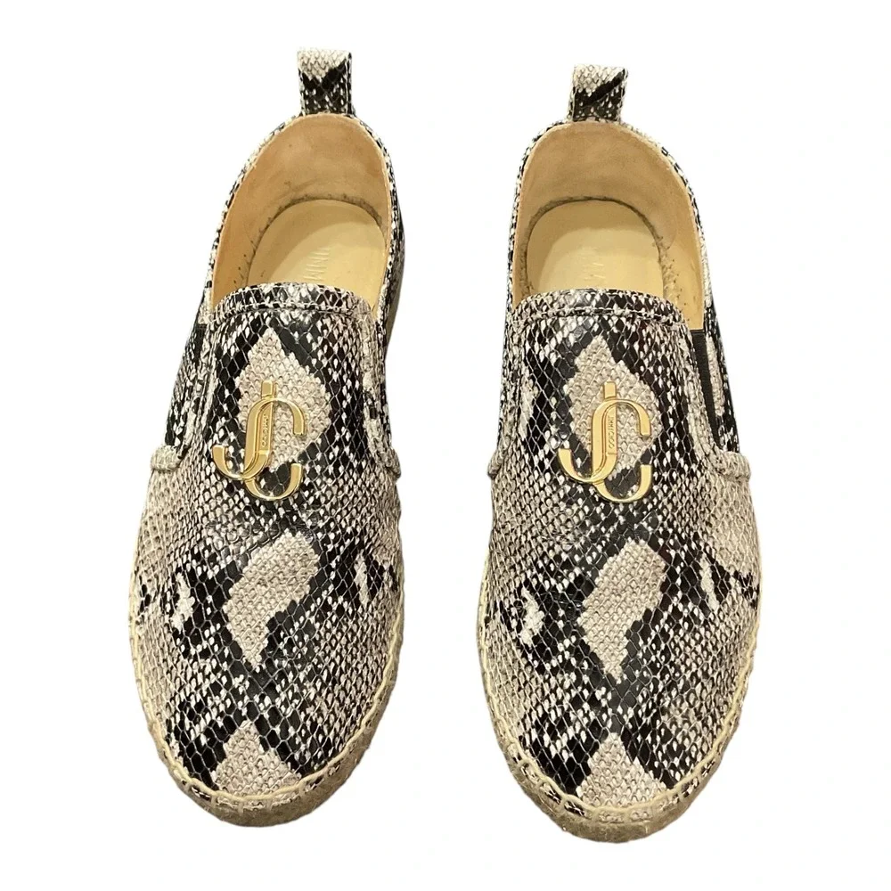 Jimmy Choo Espadrille Slip On Snakeskin‎ Loafers Designer Shoes Size 36.5